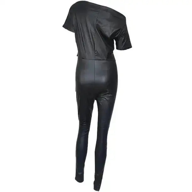 Women's Genuine Leather Off-Shoulder Bodysuit – Quilted Lining, Gothic Luxury One-Piece